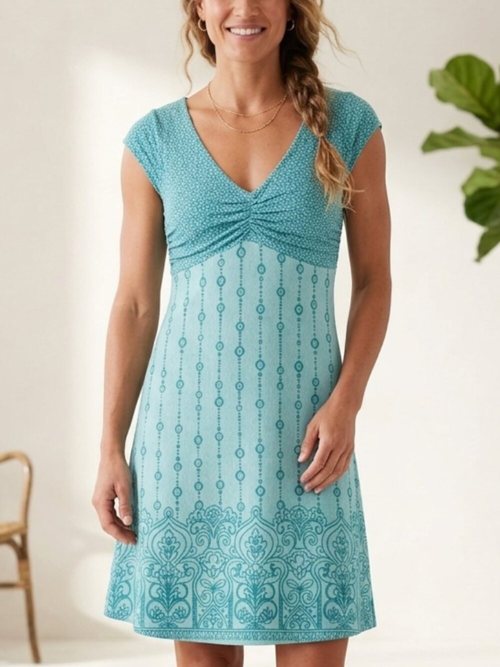 Athleta Santorini Dress - Teal Blue - Size Small - Empire Waist - Picture 1 of 8